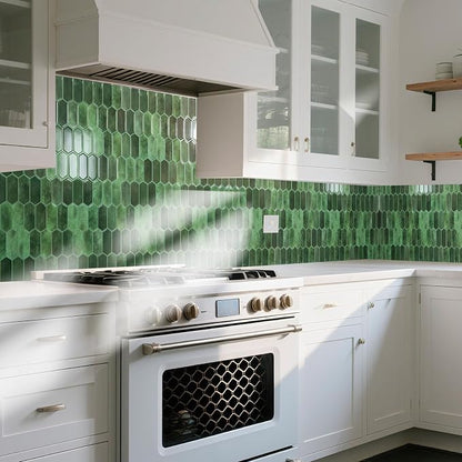 Art3d Hexagon Tile Peel and Stick Backsplash, 10-Pack, 12 x 12 Inch, Green | Superior Thickness, Reliable Adhesion, Warp Resistant, Minimalist Style, Easy to Install, for Kitchen Countertops, Bedroom