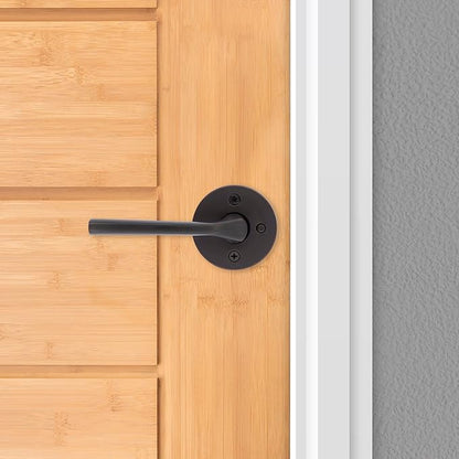 Kwikset Lisbon Interior Privacy Door Handle with Lock, Round Lever for Bathroom and Bedroom, Venetian Bronze Reversible Keyless Push Button Lock Door Lever, with Microban Protection