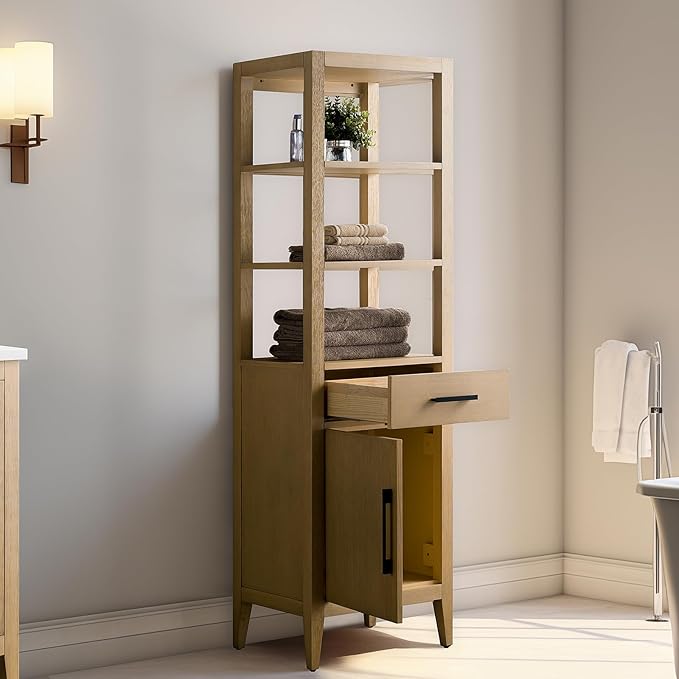 Vanity Art 21 inch Bathroom Vanity with Storage Cabinet & Shelves, Storage Cabinet with Soft-Closing Doors, VA90-LC-NO-GB1