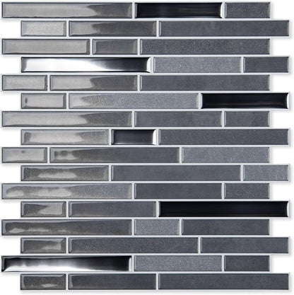 LONGKING 10-Sheet Extra Thick Peel and Stick Backsplash Tiles, Waterproof Kitchen Backsplash Peel and Stick Tile, Self-Adhesive Backsplash for Kitchen, Dark Gray | Peel and stick backsplash, self-adhesive wall tile, Gray, extra thick, waterproof, kitch...