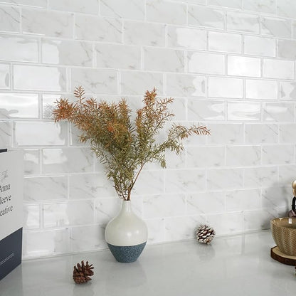 STICKGOO 10-Sheet Subway Tile Peel and Stick Backsplash, Self Adhesive Vinyl Wall Tiles, Stick on Backsplash for Kitchen and Bathroom(Thicker Design)