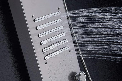 ELLO&ALLO LED Stainless Steel Bathroom Shower Panel Tower System, Rainfall Waterfall Shower Head Rain Massage System with Body Jets, Brushed Nickel