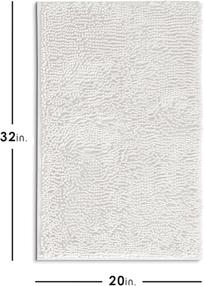 Hearth & Harbor Bathroom Rugs, Chenille Bath Mat - Machine Washable Bath Mats for Bathroom Non-Slip Backing Rubber, Quick Dry Bathroom Mat