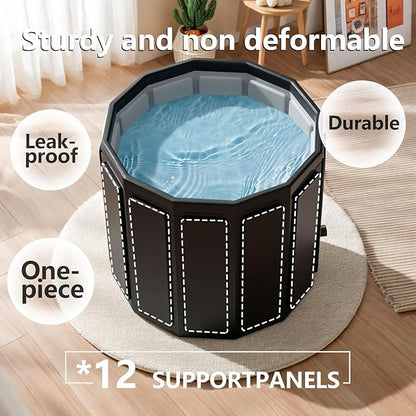 Portable Bathtub for Adult, Foldable Soaking Bathtub for Hot SPA&Ice Bath, Foldable Small Bathtub collapsible bathtub for Bathing, 6-layer Insulated portable tub,Space-Saving (black, 25.9X27.5 IN)