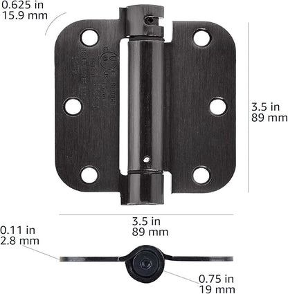 Amazon Basics Self-Closing Door Hinge, 3.5 Inch x 3.5 Inch, Oil-Rubbed Bronze, 1-Piece, Hardware Included