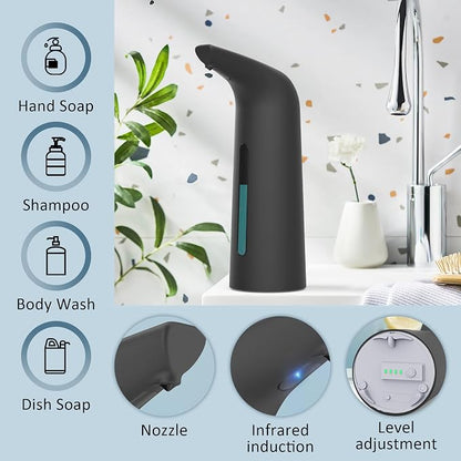 Automatic Liquid Soap Dispenser, 4-Level,Rechargeable | Plastic,13.5oz/400ml Black Touchless Electric Hand & Dish Countertop Soap Dispensers with Sensor for Bathroom,Kitchen Sink