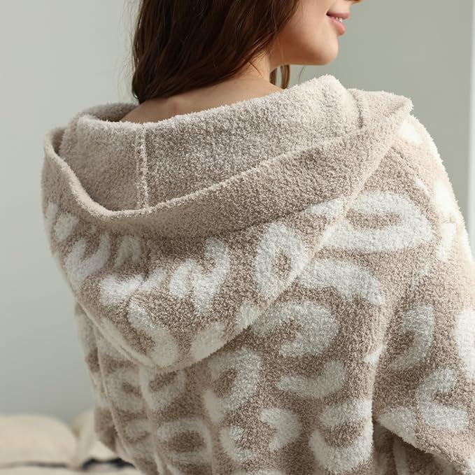MH MYLUNE HOME Ultra Soft Robes for Women with Pockets, Womens Robe Plush | Hooded House Robes for Women Calf-Length, Spa Bath Robe, Cozy Comfy Fluffy Fuzzy Robe for Women, Womens Bathrobe