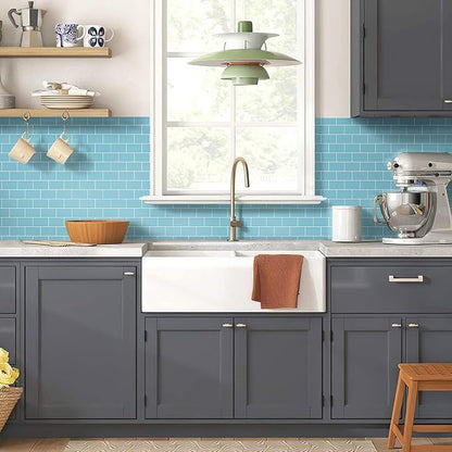 STICKGOO Subway Tile Peel and Stick Backsplash, Thicker Design 12" x 12" Stick on Backsplash Tiles for Kitchen, Bathroom, Wall Tile (10 Sheets, Blue)