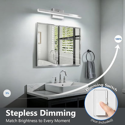IZORRO Modern Bathroom Vanity Light 24 inch, Rotatable, 16W Dimmable Led Bathroom Light Fixture Over Mirror, Chrome Vanity Light Bar (Cool White 6000K)