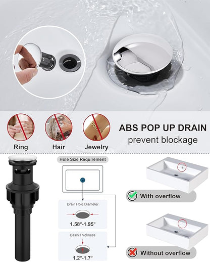 Midanya Bathroom Faucets 1 Hole, Single Handle Stainless Steel Bathroom Sink Faucet, Modern Vanity Faucets with Deck Plate,Water Supply Hoses and Pop Up Drain,Polish Chrome