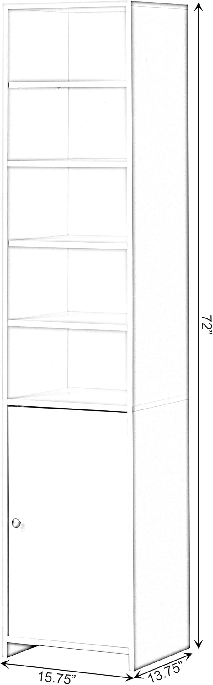 Basicwise, White Tall Freestanding Bathroom Laundry Storage Organizer Cabinet Linen Tower (QI003901.WT)