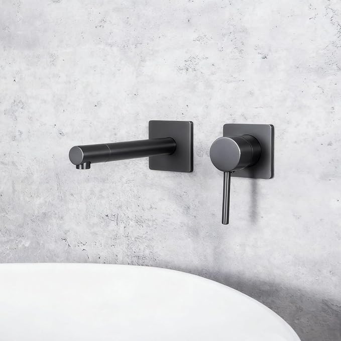 BiaoTeng Concealed Faucets for Bathroom Sinks Single Handle Hot and Cold Bathroom Vanity for Wall Mounted Faucet Single Handle Brass Grey