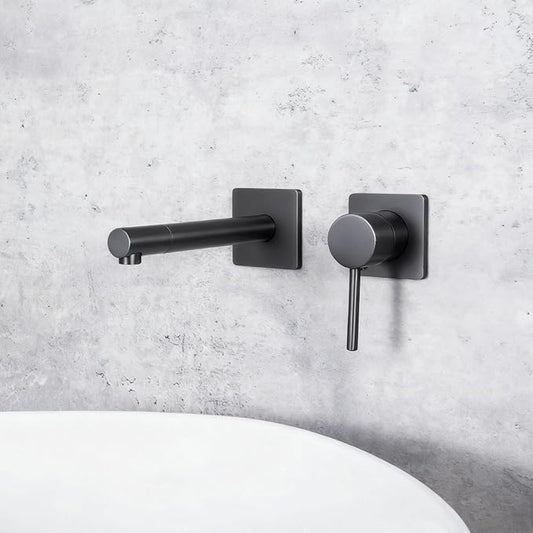 BiaoTeng Concealed Faucets for Bathroom Sinks Single Handle Hot and Cold Bathroom Vanity for Wall Mounted Faucet Single Handle Brass Grey