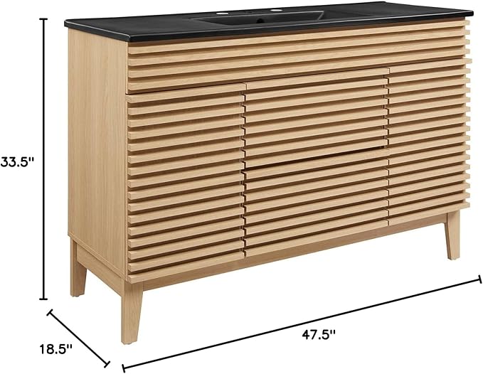 Modway Render 48" Single Bathroom Vanity in Oak Black