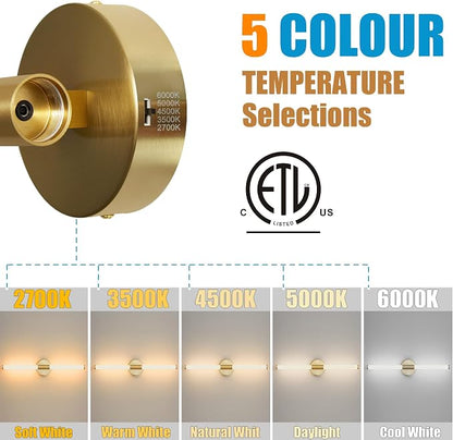 Gold Wall Sconces Set of Two Hardwired LED Vanity Light 23" | Dimmable 5CCT LED Bathroom Light Fixtures, 360° Full Lighting, Modern Vanity Light Bar for Bathroom Mirror