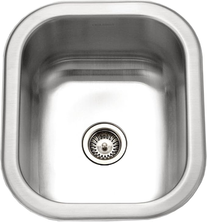 Houzer Club Stainless Steel Kitchen Bar & Prep Sink: 10 Inch Undermount Small Sink with Strainer, Durable & Versatile, Essential for Home & Apartment: CS-1307-1