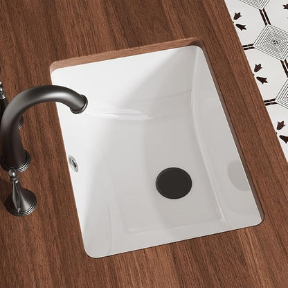 16 Inch Small Rectangle Undermount Bathroom Sink Vessel Sink Lavatory Ceramic White Vanity Top Sink with Overflow (15.7"X11.8")
