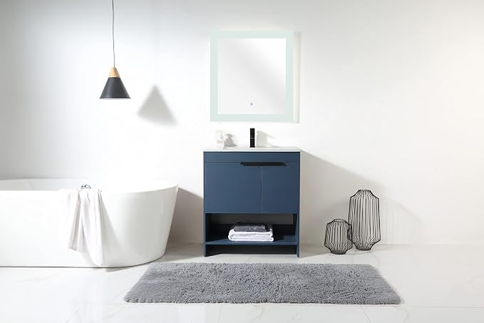 Phoenix 30 Inch Bathroom Vanity with Sink – Modern Design, Soft-Close Doors, Storage Drawers, Durable Build – Navy Blue Vanity for Small Bathrooms (Full Assembly Required)