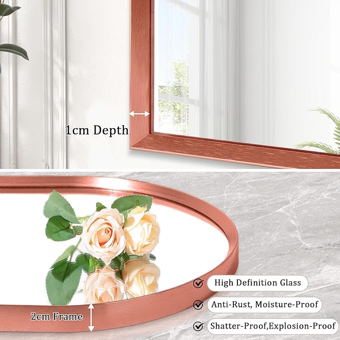 Arch Wall Mirror Aluminum Alloy Frame Bathroom Wall Mirror for Vanity Living Room, Bedroom Entryway Room Home Decor 20"x16"