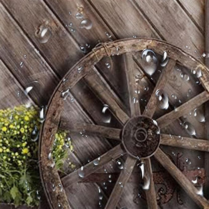 Rustic Barn Door Shower Curtains, Western Vintage Farmhouse Wood Board Shower Curtain Sets for Bathroom Decor, Brown Wooden Country Bath Curtain with Hooks, 70X75IN