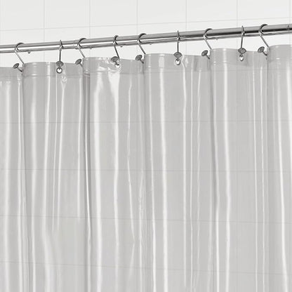 Barossa Design Clear Black Stall Shower Curtain Liner with 3 Magnets - 36" x 72" Waterproof PEVA Plastic Shower Liner for Small Bathroom, Lightweight Bath Curtain, Metal Grommets - Clear Black