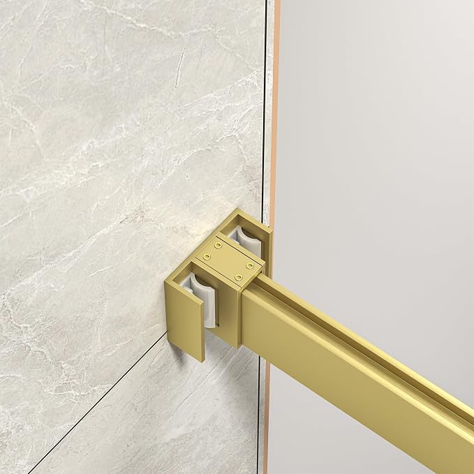 Frameless Shower Door,55-60" W x 76" H Sliding Glass Shower Door,5/16"(8mm) Thick Tempered Clear Glass with Explosion-Proof Film Nano Coating,Waterproof Strip,Brushed Gold