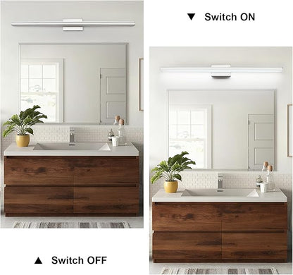 SineRise 48-Inch LED Modern Bathroom Vanity Light Bar, Chrome Modern Acrylic Bathroom Wall Lighting Fixtures Over Mirror (Cool White 6000K)