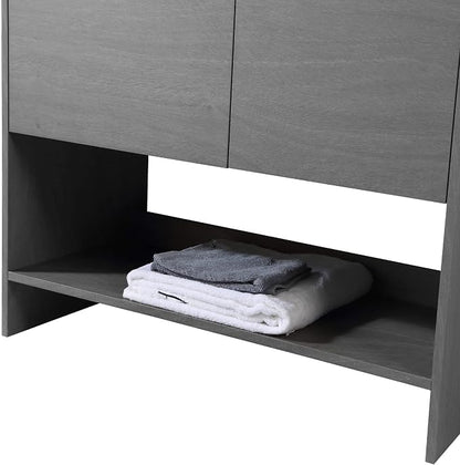 Phoenix 36 Inch Bathroom Vanity with Sink – Modern Design, Soft-Close Doors, Storage Drawers, Durable Build – Classic Grey Vanity for Small Bathrooms (Full Assembly Required)