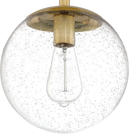 Design House Gracelyn 9 in Ceiling Mount Pendant Light, Semi-Flush Mount, Dimmable, Seeded Glass, Satin Gold, 9 in x 9 in x 14.36 in, 588517-SG