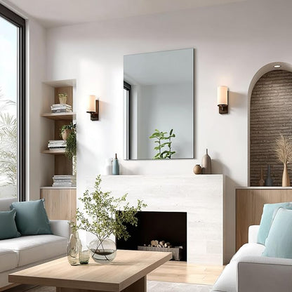 CILIBER Frameless Mirror, 24x36 Mirrors for Wall, Rectangle Bathroom Mirror for Over Sink, Frameless Vanity Mirror with Polished Edge, 3mm Tempered Glass, Hangs Horizontally or Vertically