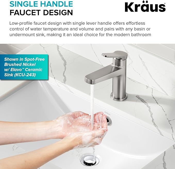 KRAUS Indy Single Handle One Hole Bathroom Sink Faucet in Chrome, KBF-1411CH