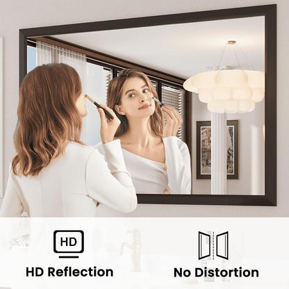 Bathroom Mirror Black, 60x40 Inch | Thick Metal Framed, HD Reflection, Anti-Rust, Hang Horizontally/Vertically, Suitable for Vanity, Bedroom, Bathroom, Entryway