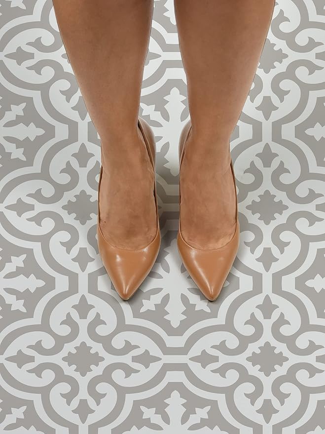 FloorPops FP3895 Emilia Peel & Stick Floor Tiles, Neutral (Pack of 6)