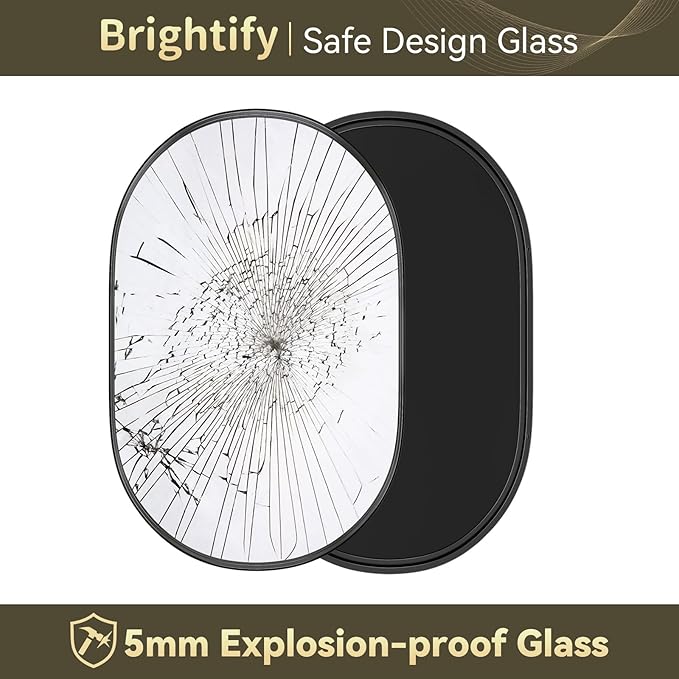 Brightify Black Oval Mirror for Wall, 48"x30" Bathroom Vanity Mirrors with Metal Framed, Modern Large Mirror for Bedroom Living Room Wall Decorative Hang Vertical and Horizontal