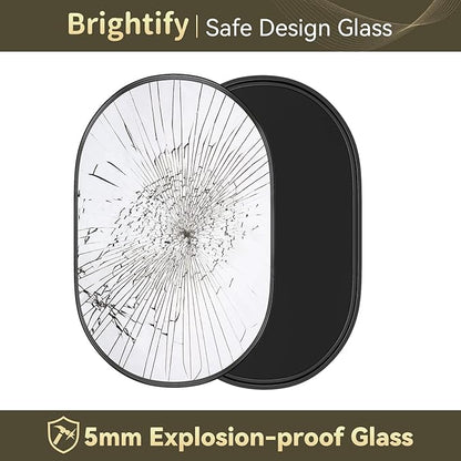 Brightify Black Oval Mirror for Wall, 48"x30" Bathroom Vanity Mirrors with Metal Framed, Modern Large Mirror for Bedroom Living Room Wall Decorative Hang Vertical and Horizontal