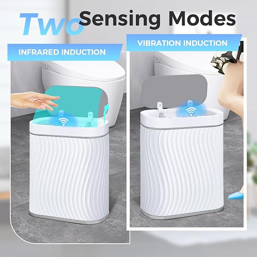 Ogikey Bathroom Small Trash Can with Automatic Touchless Lid, 2.6 Gallon Smart Garbage Can Narrow Waterproof Trash Bin for Bedroom, Office, Living Room