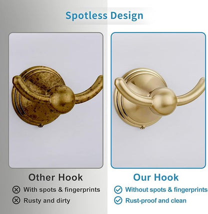 FILTA Bathroom Towel Hooks, Champagne Bronze Robe & Towel Hooks for Wall Mounted, Traditional Towel and Robe Hooks for Hanging Towels, Bath Towel Holder for Shower(2 Pack)