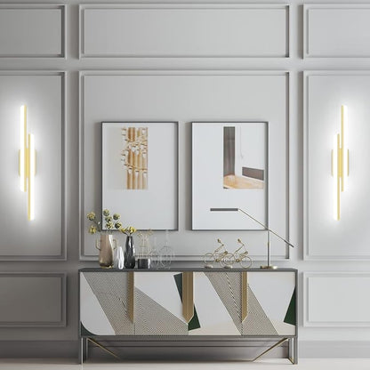 Ralbay 32" LED Gold Vanity Lights for Bathroom 36W Frosted Aluminum Modern Gold Bathroom Vanity Light Fixtures Over Mirror Modern Gold Bath Lighting 6000K White Light