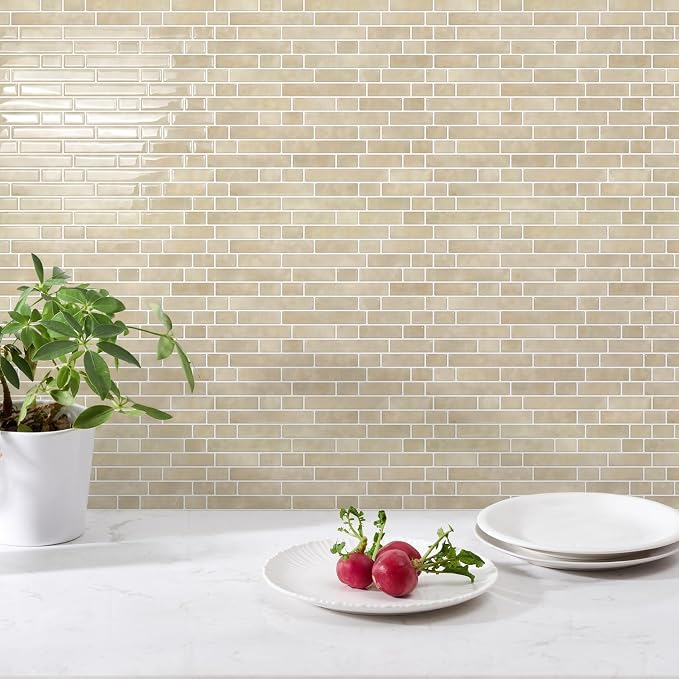 STICKGOO Thicker Peel and Stick Backsplash Tile for Kitchen and Bathroom | 10 Sheets of 12”×12” - 3D Vinyl Self Adhesive Wall Tiles Stick on Backsplash for Kitchen & Bathroom(Brown)