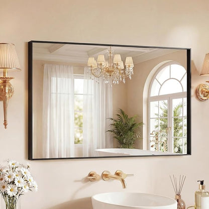 DUMOS 24"x40" Wall Mirror, Bathroom Mirrors for Over Sink, Black | Tempered Glass & Anti Rust Metal Frame, Decor for Entryway, Living Room, Bathroom, Vanity