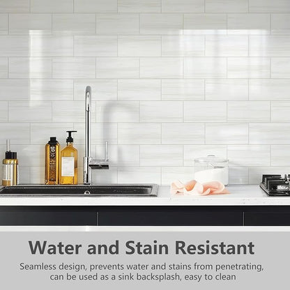 STICKGOO 10-Sheet Backsplash Peel and Stick Subway Tile(Thicker Design, Glossy Dolomite White)