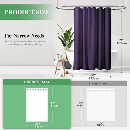 Stall Waffle Shower Curtain 256 GSM Heavy Fabric 60x72 Purple | 60 Inch Wide, Thick Cloth, Weighted Hem, Water Repellent, Hotel Luxury Polyester Shower Curtain Set for Bathroom 10 Hooks