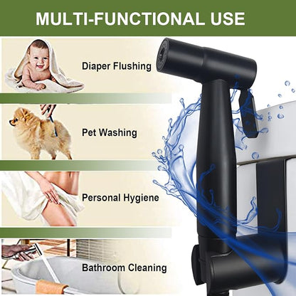 Handheld Bidet Sprayer, Toilet Cleaning, Baby Diaper, Hygienic Cleanup, Quick and Easy Installation, Multiple Uses, Stainless Steel, Brushed Finish