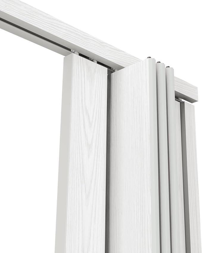 32" x 80" Premium Foldable Accordion Doors,Heavy Duty,White Oak | Foldable accordion doors w/ double‑walled heavy‑duty panels, ideal as interior room dividers for privacy, space‑saving design