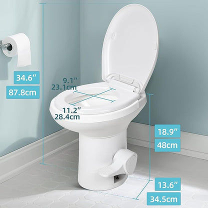YITAMOTOR RV Toilet, High Profile Gravity Flush Toilet with Hand Sprayer, Pedal Flush for Car Travel Motorhome Caravan | High Profile Gravity Flush Toilet with Hand Sprayer, Pedal Flush for Car Travel Motorhome Caravan