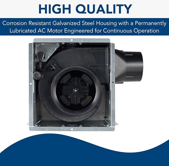 Broan-NuTone AE50 Ventilation Fan with Roomside Installation, ENERGY STAR Certified, Ceiling or Wall Mount, 50 CFM, 0.5 Sones, White