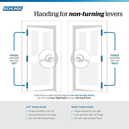 Schlage Accent Lever Non-Turning Lock in Distressed Nickel - Right Handed - F170 ACC 621 RH