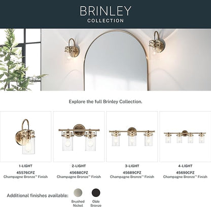 Kichler Brinley 4 Light Vanity Light with Clear Glass in Champagne Bronze, (32.5" W x 10.25" H), 45690CPZ