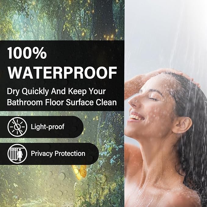 Enchanted Forest Shower Curtains,Nature Garden Green Shower Curtains for Bathroom,Funny Waterproof Polyester Fantasy Bathroom Decor,72x72 Inch