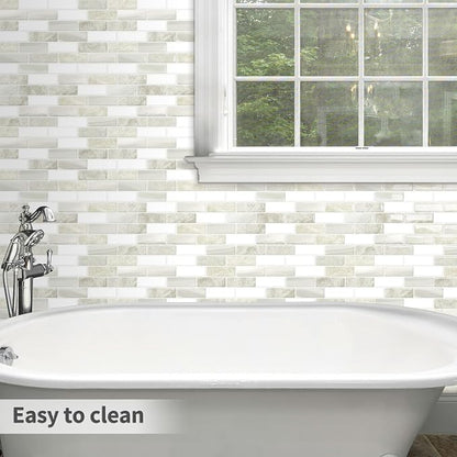 Beige Peel and Stick Backsplash 3D Self Adhesive Wall Tile 10 Sheet | Thick,Sticky,Vinyl,12"x12",Marble,for Kitchen,Bathroom
